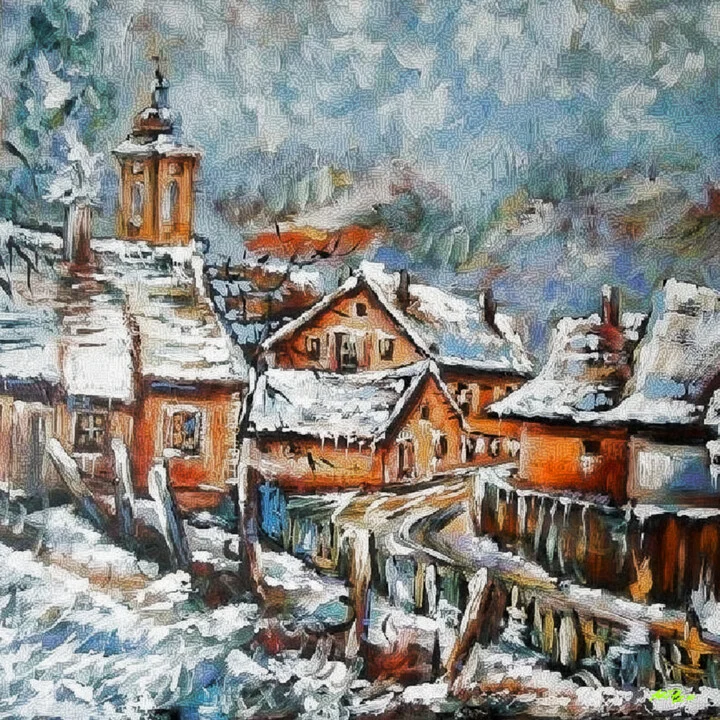 Click to view in high resolution Ochre Winter Village Digital Scene