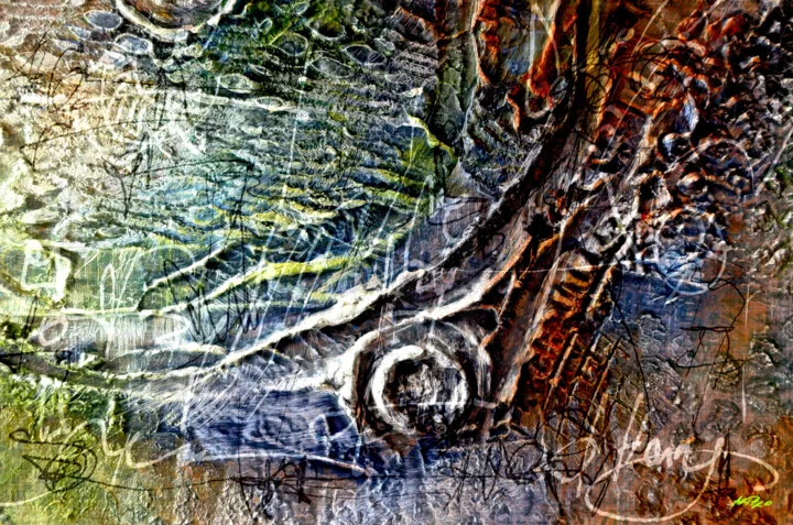 Click to view in high resolution Burnt Sienna and Indigo Textural Journey