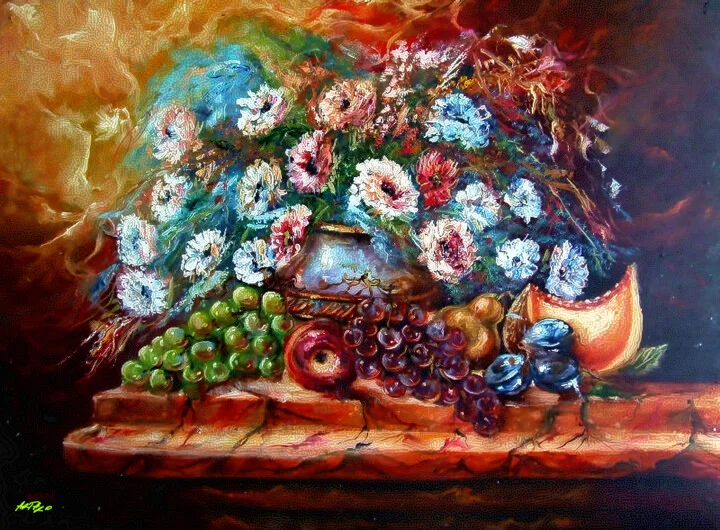 Click to view in high resolution Colorful Fruit and Floral Delight