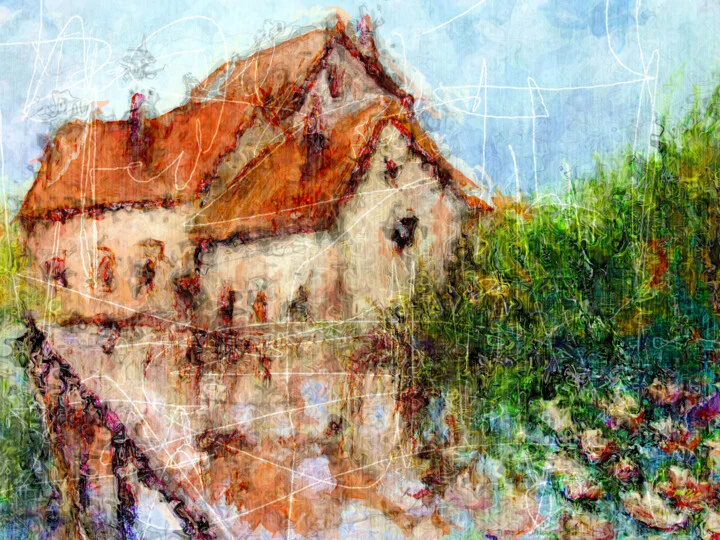 Click to view in high resolution Tranquil Watermill Digital Art