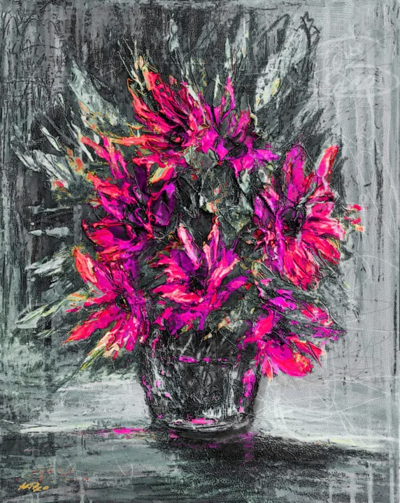 Click to view in high resolution Fuchsia and Magenta Sunflowers Art