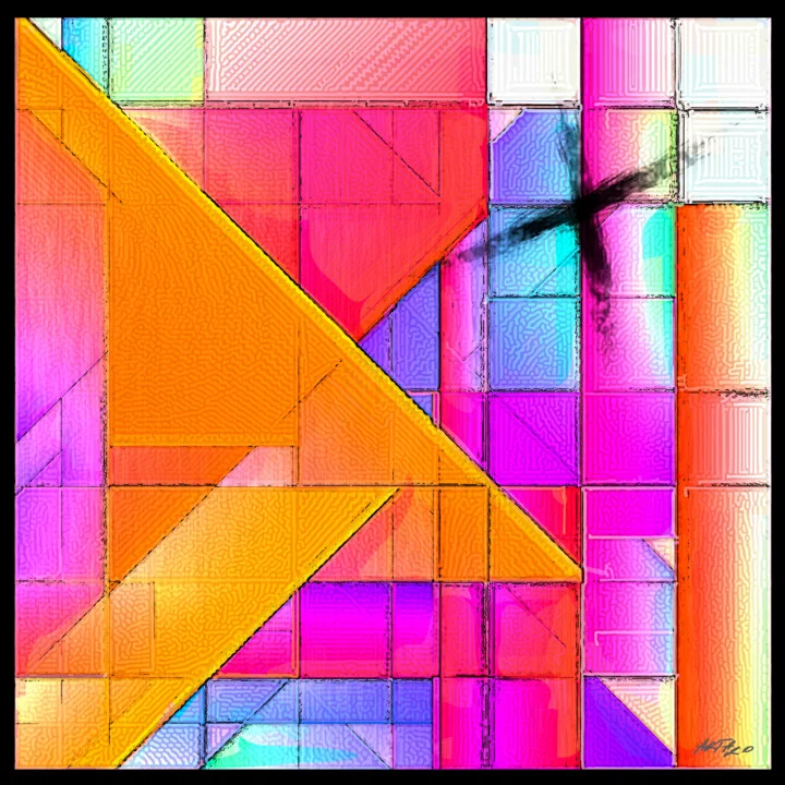 Click to view in high resolution Electric Orange Geometric Digital Art