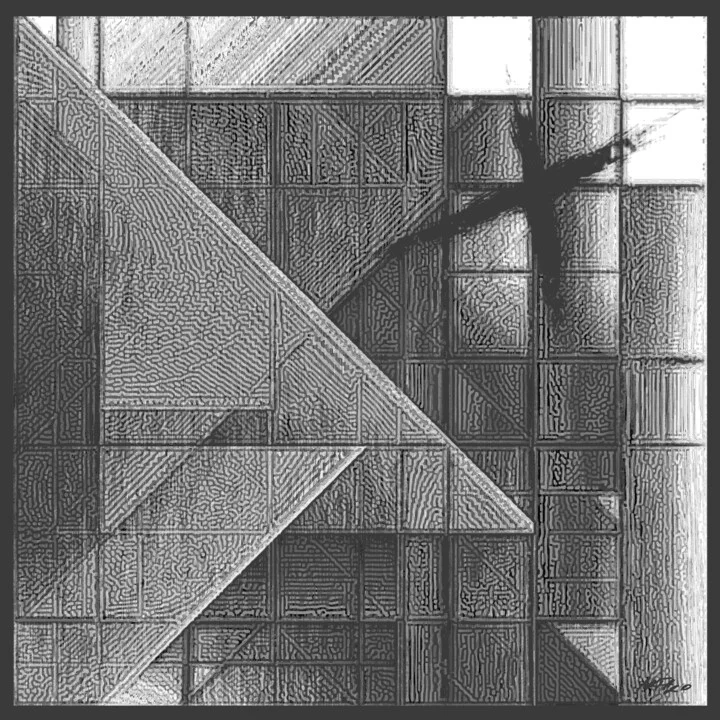 Click to view in high resolution Gray Geometric Digital Art Composition