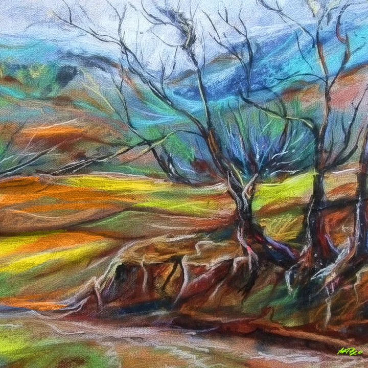 Click to view in high resolution Orange and Green Expansive Landscape