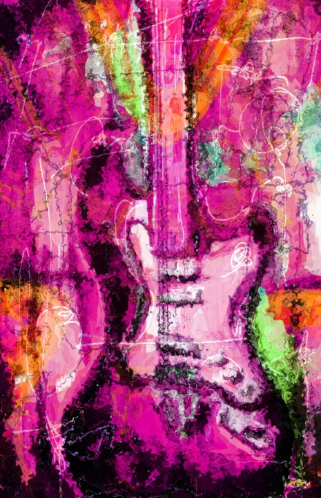 Click to view in high resolution Vivid Pink Guitar Digital Print