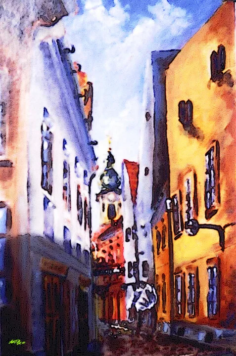 Click to view in high resolution Amber and Blue Gyor Cityscape