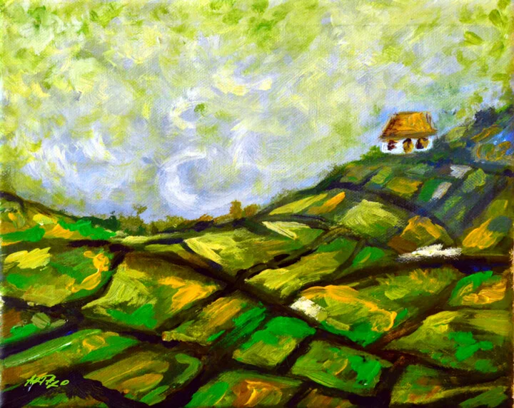 Click to view in high resolution Olive Green Fields on Canvas