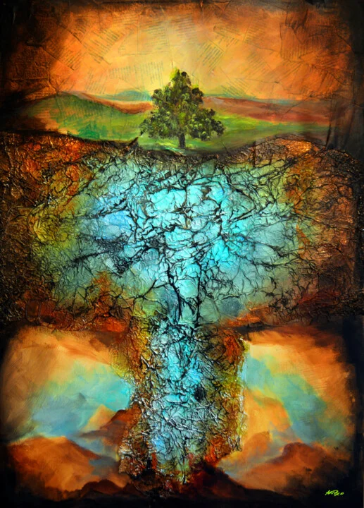 Click to view in high resolution Turquoise River with Earthy Tree Forms