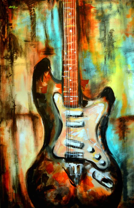 Click to view in high resolution Burnt Orange Guitar with Blue Chaos