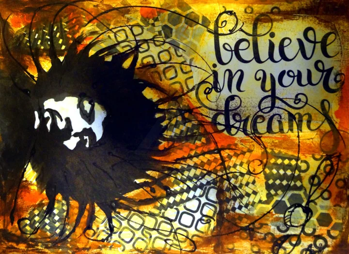 Click to view in high resolution Bold Black and Gold Dream Collage