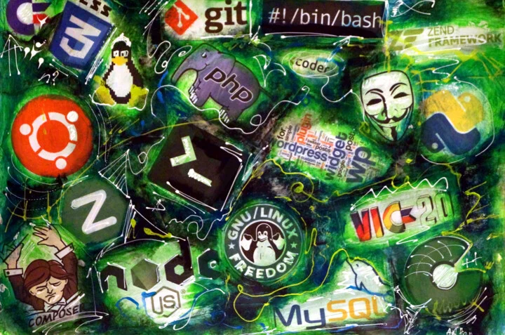 Click to view in high resolution Green Coding Icons Collage