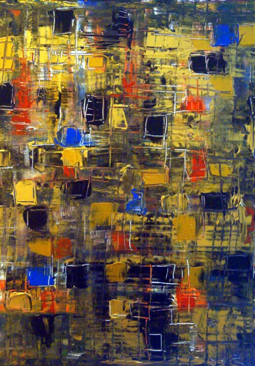 Click to view in high resolution Gold and Red Geometric Dance