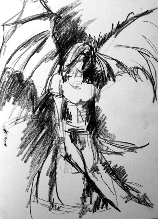 Click to view in high resolution Charcoal Angel on Paper