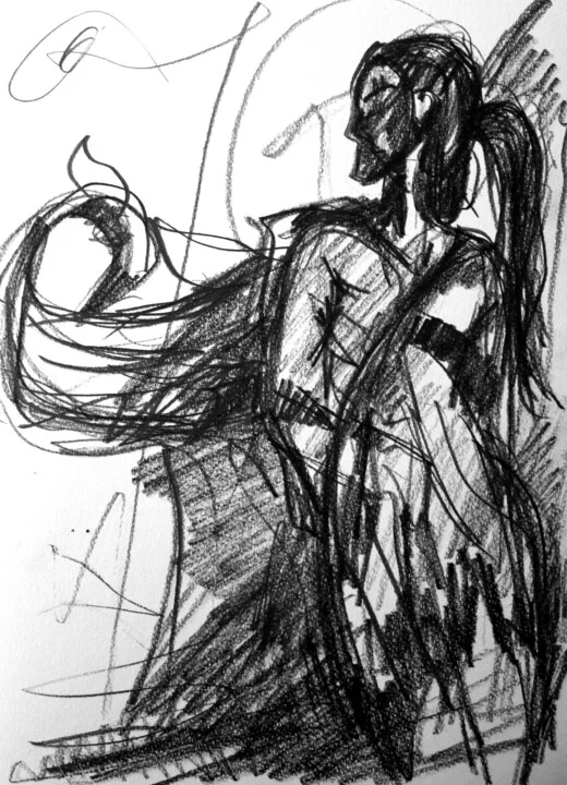 Click to view in high resolution Dynamic Charcoal Portrait of a Woman