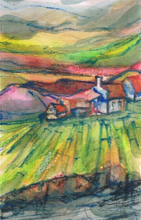 Click to view in high resolution Rolling Green Hills Watercolor