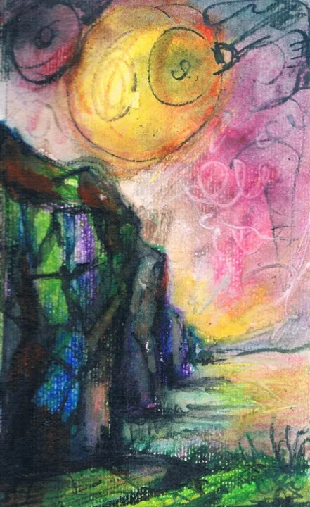 Click to view in high resolution Bright Yellow Landscape with Pastels