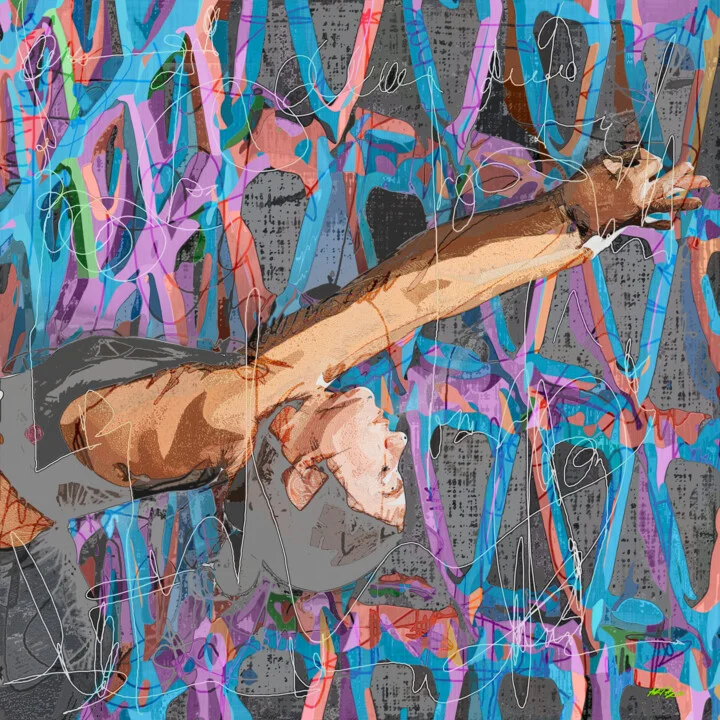 Click to view in high resolution Magenta and Teal Dynamic Digital Art