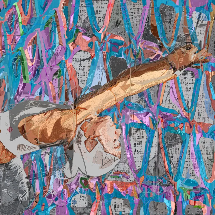 Click to view in high resolution Bronze and Teal Digital Meditative Art