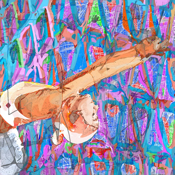 Click to view in high resolution Neon Pink and Blue Movement Art