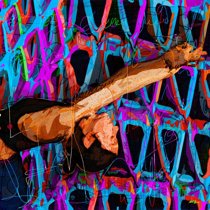 Click to view in high resolution Electric Blues and Pinks Meditation Art