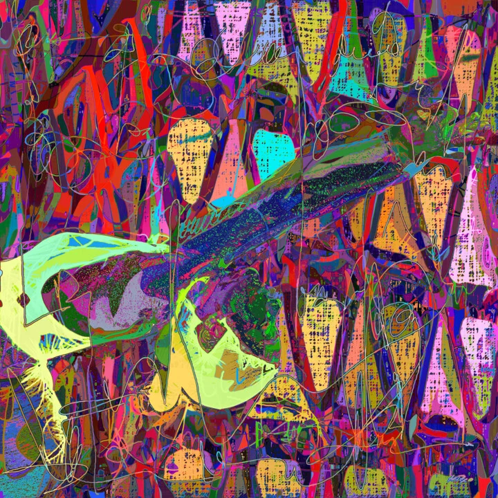 Click to view in high resolution Electric Blue Guitar Digital Art