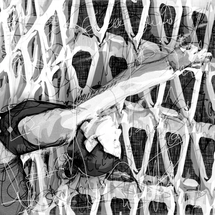 Click to view in high resolution Dynamic Monochrome Meditation Digital Art