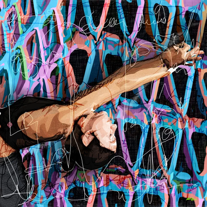 Click to view in high resolution Vivid Meditation in Magenta and Teal Digital Art