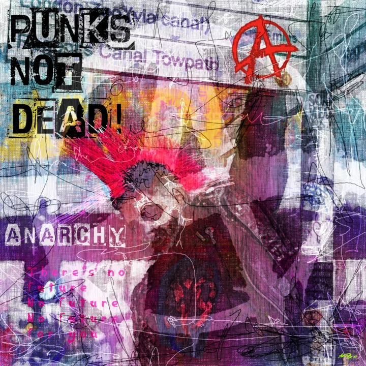 Click to view in high resolution Vivid Pink and Black Punk Art Print