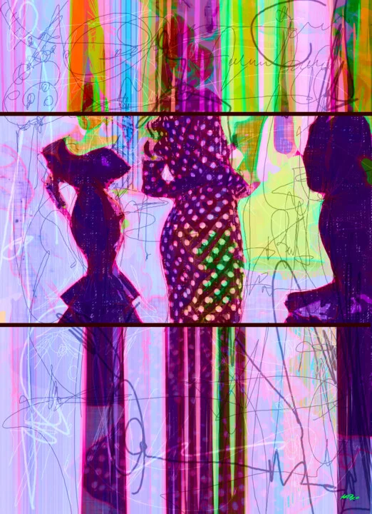 Click to view in high resolution Magenta and Neon Flamenco Dance Art