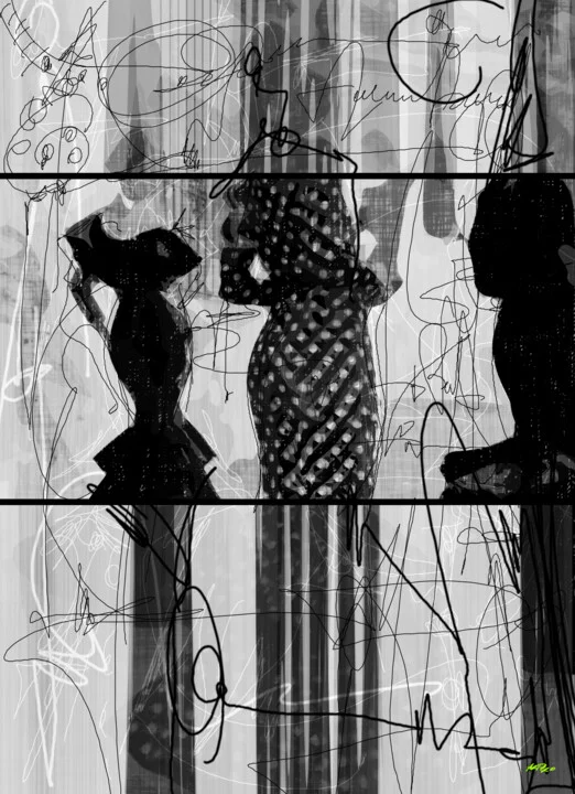 Click to view in high resolution Black and Gray Flamenco Dancer Silhouettes