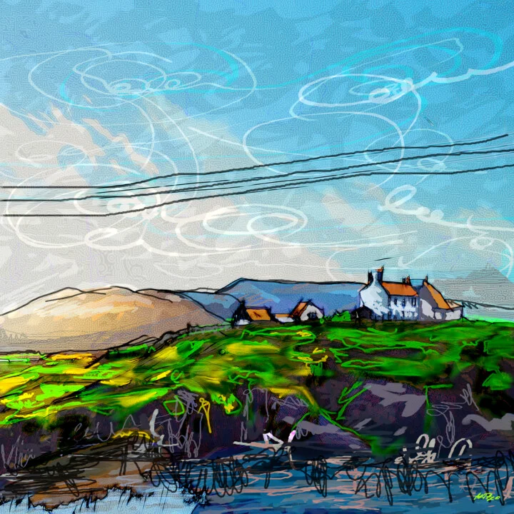 Click to view in high resolution Lush Green House and Hills Digital Art