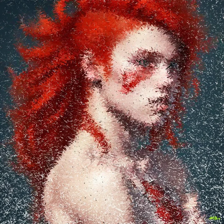 Click to view in high resolution Crimson Flow in Digital Portrait