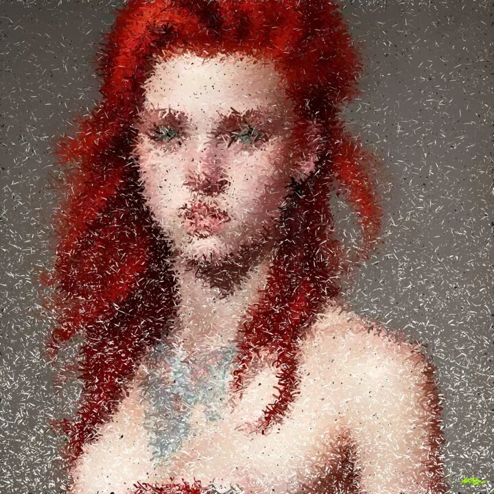 Click to view in high resolution Red Abstract Portrait with Texture