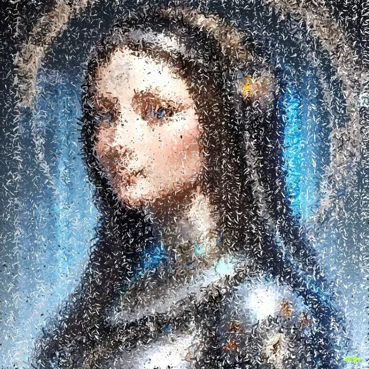 Click to view in high resolution Soft Blue and Grey Portrait Digital Art