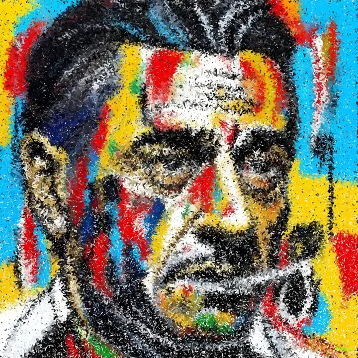 Click to view in high resolution Crimson and Teal Emotional Portrait