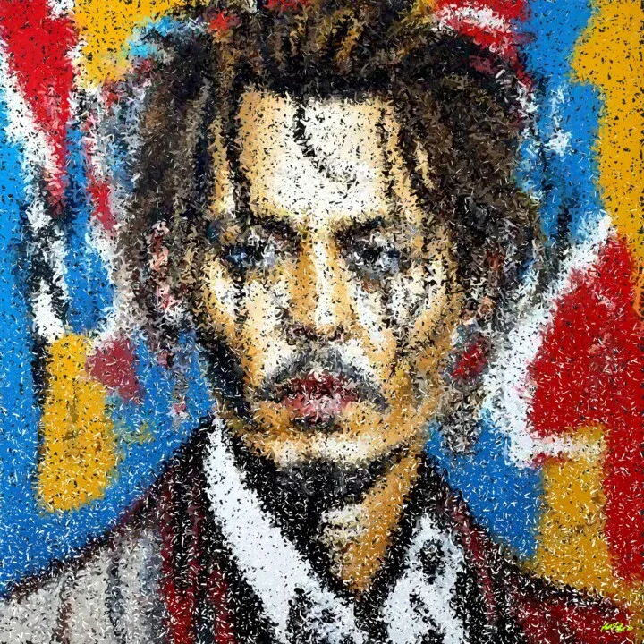 Click to view in high resolution Ochre and Crimson Abstract Portrait