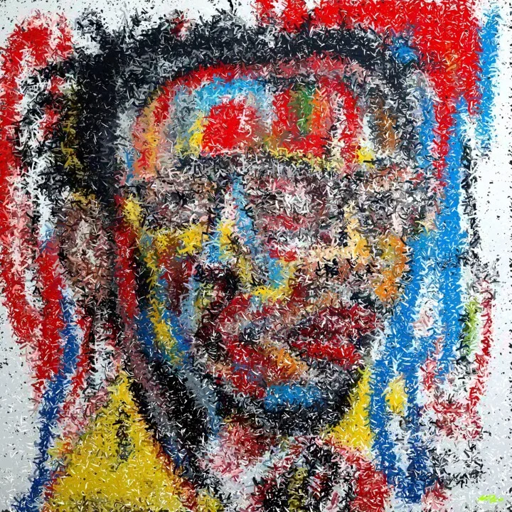 Click to view in high resolution Dynamic Red and Blue Digital Portrait