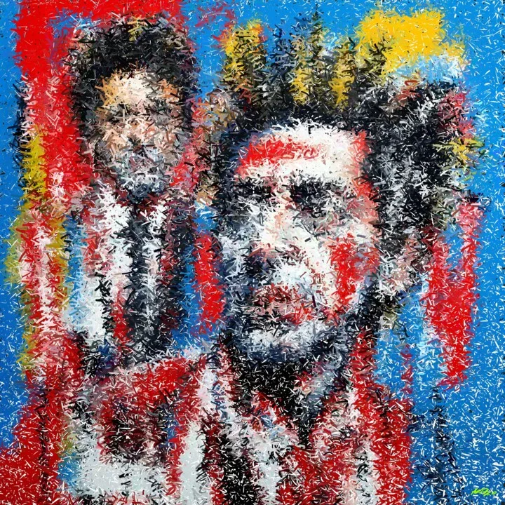 Click to view in high resolution Vibrant Red and Blue Expressionist Portrait