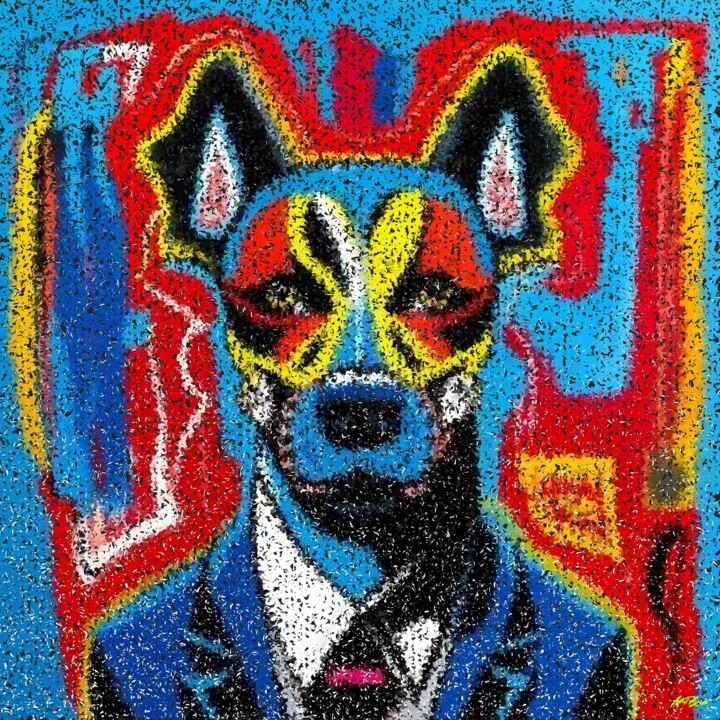 Click to view in high resolution Boldly Colored Dog in Suit Digital Art