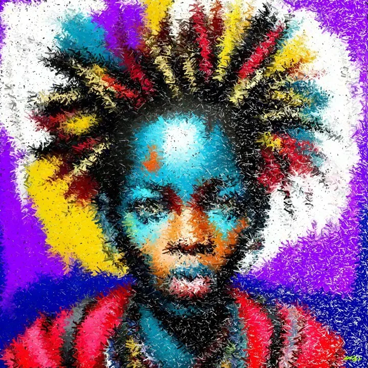 Click to view in high resolution Azure and Marigold Portrait Digital Art