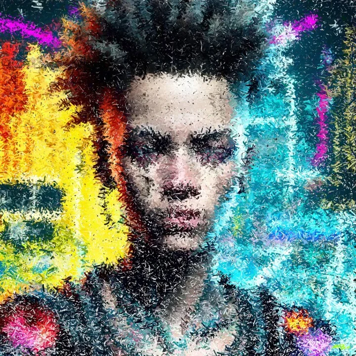 Click to view in high resolution Electric Blue and Yellow Portrait