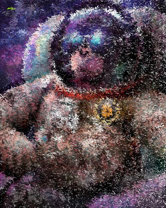 Click to view in high resolution Vivid Purple and Blue Cosmic Monkey Art