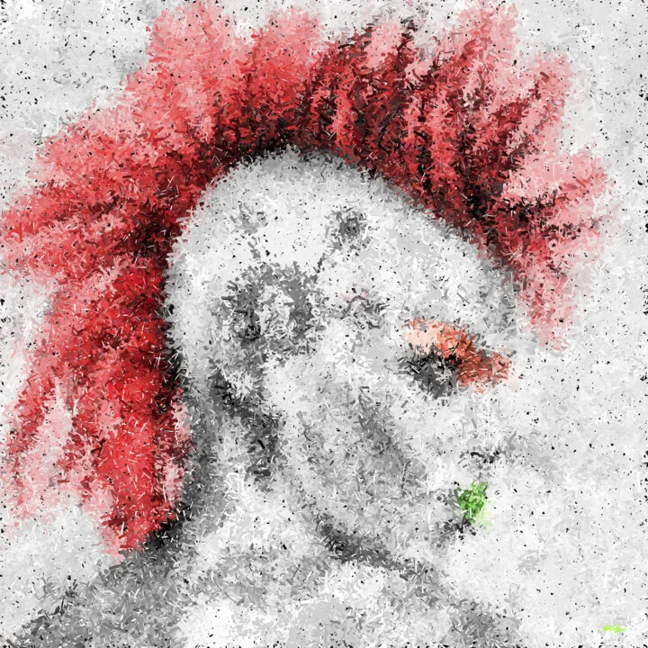 Click to view in high resolution Crimson Punk Girl Digital Artwork