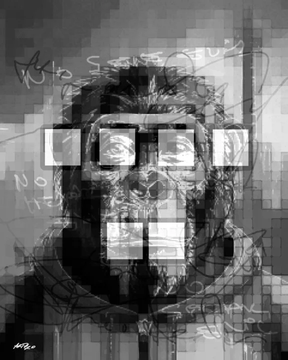 Click to view in high resolution Monochrome Ape Portrait Digital Art