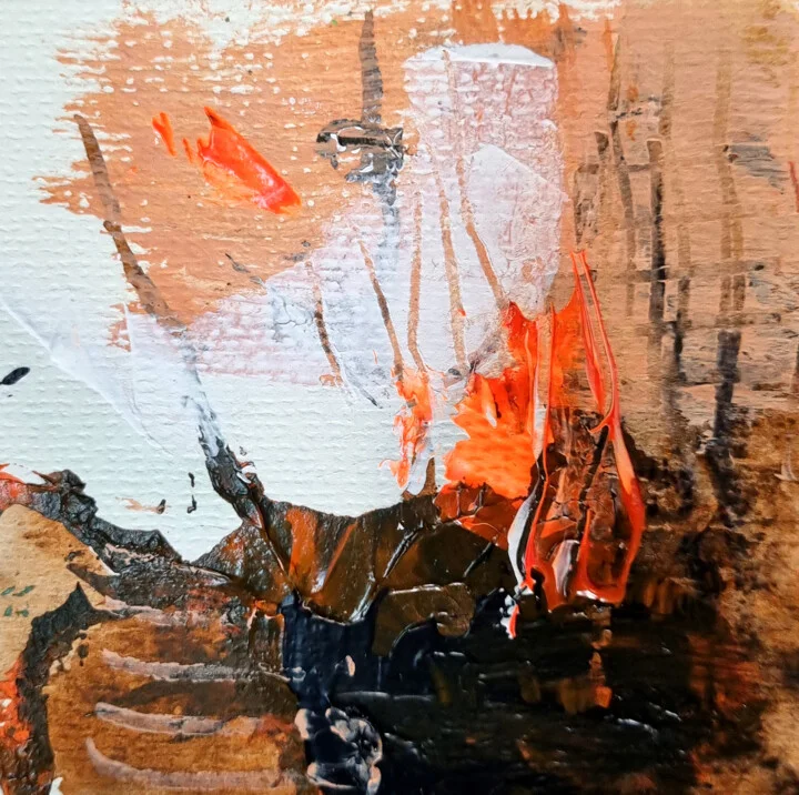 Click to view in high resolution Burnt Orange and Black Abstract on Paper