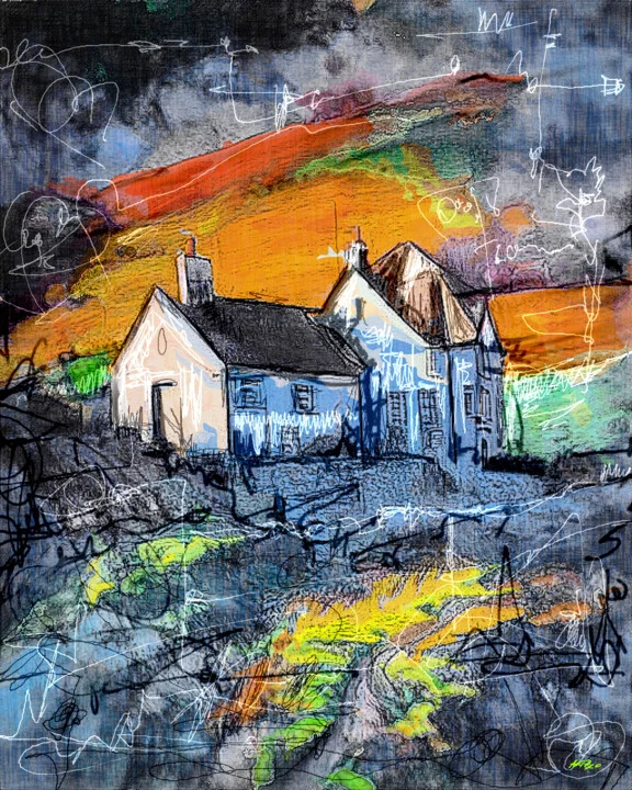 Click to view in high resolution Blue and Orange Swirls in Irish Landscape