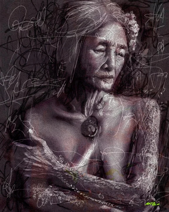 Click to view in high resolution Sepia Toned Portrait of a Native American Woman