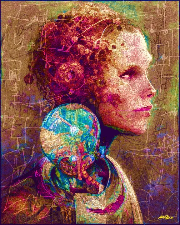 Click to view in high resolution Lillac Woman with Geometric Details