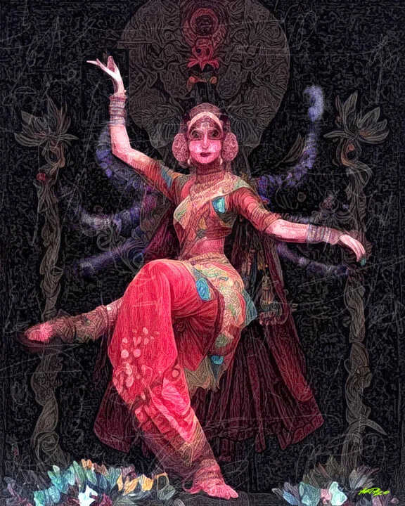 Click to view in high resolution Magenta Woman in Motion Digital Artwork