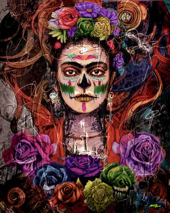 Click to view in high resolution Striking Frida Kahlo Digital Art
